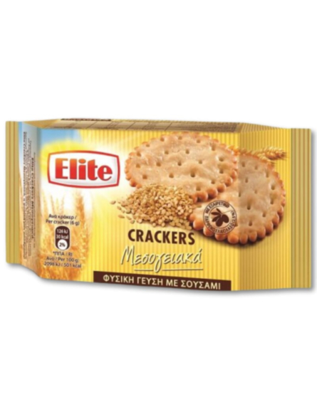 ELITE CRACKERS ΜΕΣΟΓEIAKA ΦΥΣΙΚΗ ΓΕΥΣΗ ΜΕ ΣΟΥΣΑΜΙ 105gr*16ΤΕΜ