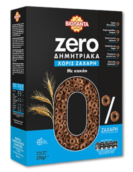 ΒΙΟΛΑΝΤΑ ΔΗΜΗΤΡΙΑΚΑ ZERO Χ. ΖΑΧΑΡΗ ΜΕ ΚΑΚΑΟ 370gr*10/ L 5KB /PAL 45KB