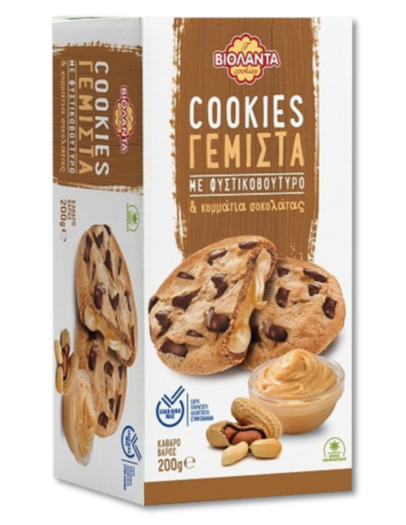 ΒΙΟΛΑΝΤΑ COOKIES ΓΕΜΙΣΤΑ ΜΕ ΦΥΣΤΙΚΟΒΟΥΤΥΡΟ 200gr*12/ L12ΚΙΒ/ 144 ΠΑΛ