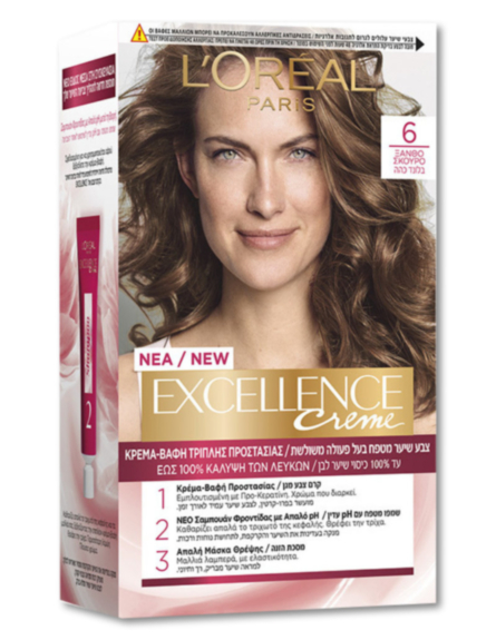 EXCELLENCE ΒΑΦΗ ΜΑΛΛΙΩΝ Νο 6 ΞΑΝΘΟ ΣΚΟΥΡΟ 48ml*6TEM/ΚΒ
