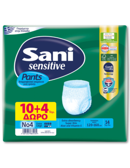 SANI SENSITIVE PANTS XL No4 (ΠΚ-14ΤΕΜ)*4/ L6KB / PAL 36KB
