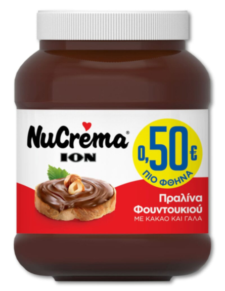 NUCREMA ΙΟΝ ΠΡΑΛΙΝΑ ΜΕ ΦΟΥΝΤΟΥΚΙΑ ΚΑΙ ΚΑΚΑΟ (-0.50€) 580g*6 / L 18ΚΙΒ / PAL 162ΚΙΒ