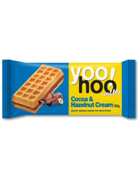 YOOHOO WAFFLE ΜΕ ΓΕΜΙΣΗ ΚΡΕΜΑΣ ΚΑΚΑΟ Κ ΦΟΥΝΤΟΥΚΙ 50gr*12TEM/KB