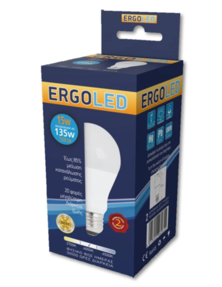 ERGOLED ΛΑΜΠΑ LED ΓΛΟΜΠΟΣ Ε27 15W ΦΥΣΙΚΟ ΦΩΣ ΗΜΕΡΑΣ 4000Κ 10ΤΕΜ/DIS- 10DIS/KIB