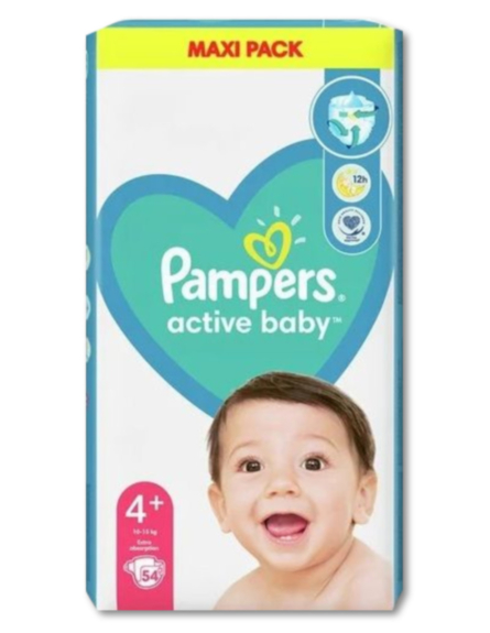 PAMPERS ACTIVE B.D.No4+ MAXI (10-15kg) ΠΚ-54*3/ L 7ΚΙΒ / PAL 49KB