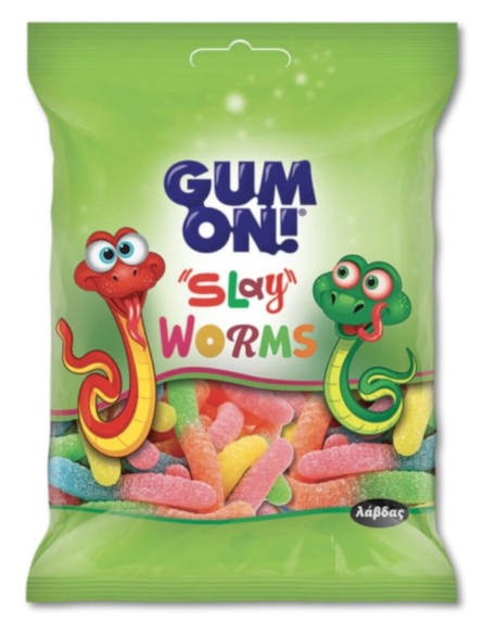 GUM ON ΖΕΛΕΔΑΚΙΑ SLAY WORMS 80g*16ΤΕΜ/ΚΙΒ