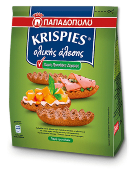 ΠΑΠΑΔΟΠΟΥΛΟΥ KRISPIES ΟΛΙΚΗΣ ΧΩΡΙΣ ΖΑΧΑΡΗ 200gr*10/L 4KB /PAL 36KB