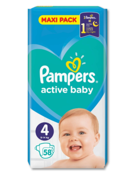 PAMPERS ACTIVE B.D.No4 MAXI (9-14kg) ΠΚ-58*3 / L 10ΚΙΒ / PAL 42KB