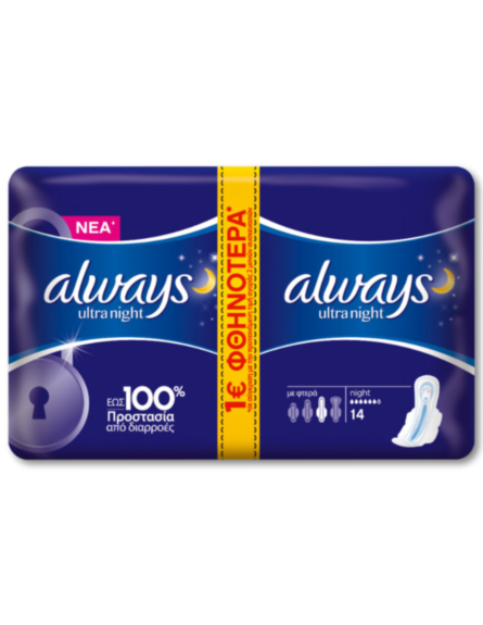 ALWAYS ΣΕΡΒΙΕΤΕΣ ULTRA NIGHT PLUS DUO (ΠΚ-14ΤΜ)*10 / L 14KB / PAL 98KB