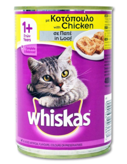 WHISKAS ΚΟΝΣΕΡΒΑ ΠΑΤΕ ΜΕ ΚΟΤΟΠΟΥΛΟ 400gr*24/ L 6KB