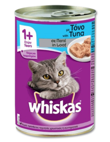 WHISKAS ΚΟΝΣΕΡΒΑ ΠΑΤΕ ΜΕ ΤΟΝΟ 400gr*24/ L 6KB