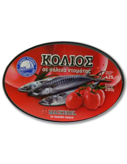 SELECTED CATCHES ΚΟΛΙΟΣ (ΣΚΟΥΜΠΡΙ) ΣΕ ΣΑΛΤΣΑ ΝΤΟΜΑΤΑΣ 425g*24/ L 12KB / PAL 72KB
