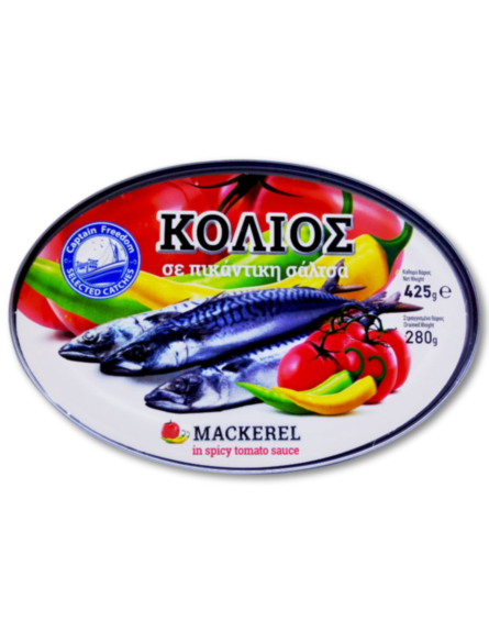 SELECTED CATCHES ΚΟΛΙΟΣ (ΣΚΟΥΜΠΡΙ) ΣΕ ΠΙΚΑΝΤΙΚΗ ΣΑΛΤΣΑ 425g*24/ L 12KB / PAL 72KB