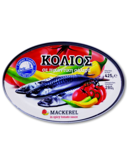 SELECTED CATCHES ΚΟΛΙΟΣ (ΣΚΟΥΜΠΡΙ) ΣΕ ΠΙΚΑΝΤΙΚΗ ΣΑΛΤΣΑ 425g*24/ L 12KB / PAL 72KB
