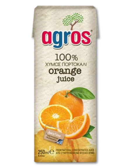 AGROS ΧΥΜΟΣ ΠΟΡΤΟΚΑΛΙ Φ.Χ.(100%) 250ml*27/ L 12KB / 120KB