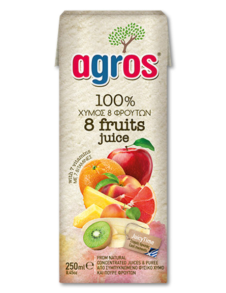 AGROS ΧΥΜΟΣ 8 ΦΡΟΥΤΑ Φ.Χ.(100%) 250ml*27/ L 12KB / 120KB