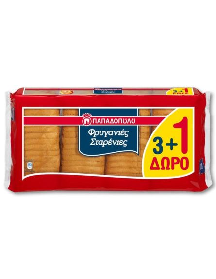 ΠΑΠΑΔΟΠΟΥΛΟΥ ΦΡΥΓΑΝΙΕΣ ΣΙΤΟΥ 127,5g (3+1 ΔΩΡΟ)*12/ L 6KB / PAL 36KB