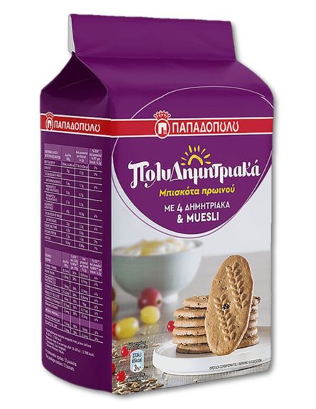 ΠΑΠΑΔΟΠΟΥΛΟΥ ΜΠΙΣΚΟΤΑ ΠΟΛΥΔΗΜΗΤΡΙΑΚΑ MUESLI 175gr*12 ΤΕΜ / ΚΙΒ