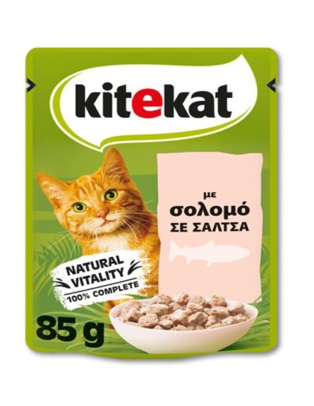 KITEKAT ΤΡΟΦΗ ΓΑΤΑΣ ΜΕ ΣΟΛΟΜΟ ΣΕ ΣΑΛΤΣΑ 85gr*28TEM/KB