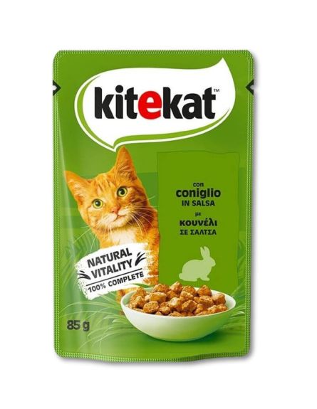 KITEKAT ΤΡΟΦΗ ΓΑΤΑΣ ΜΕ ΚΟΥΝΕΛΙ ΣΕ ΣΑΛΤΣΑ 85gr*28TEM/KB