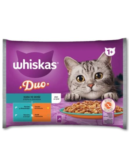 WHISKAS POUCH DUO ΣΤΕΡΙΑ ΚΑΙ ΘΑΛΑΣΣΑ (ΠΚ-85gr*4)*13 ΤΕΜ / ΚΙΒ / L 12