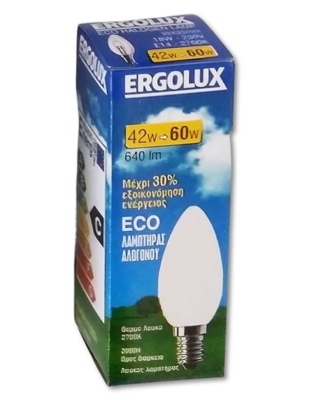 ERGOLUX ΛΑΜΠΑ ΑΛΟΓΟΝΟΥ ΛΕΥΚΗ ΚΕΡΙ Ε14 42W 4000Κ 10ΤΕΜ/DIS- 10DIS/KIB