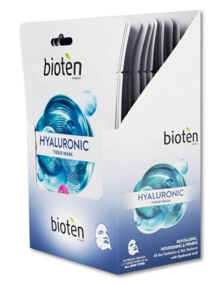 BIOTEN ΥΦΑΣΜΑΤΙΝΗ ΜΑΣΚΑ ΠΡΟΣΩΠΟΥ  HYALURONIC 20ml*20 ΤΕΜ / ΚΙΒ