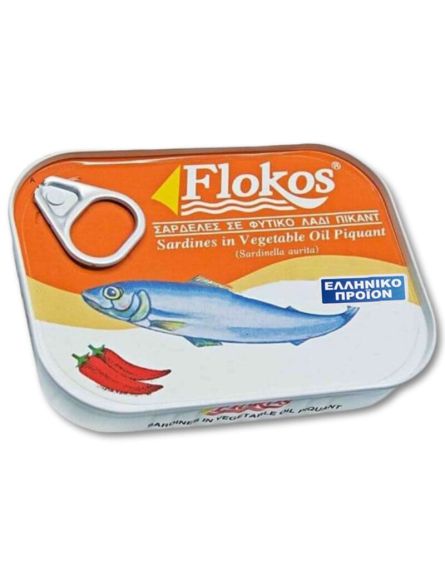 FLOKOS ΣΑΡΔΕΛΑ ΠΙΚΑΝΤΙΚΗ ΣΕ ΦΥΤΙΚΟ ΛΑΔΙ 100g*50TEM