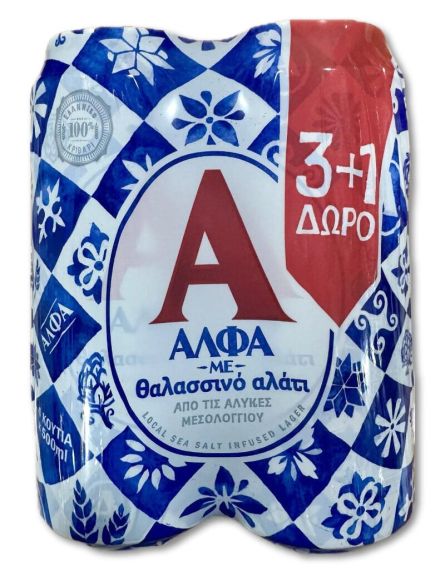 ΑΛΦΑ ΘΑΛΑΣΣΙΝΟ ΑΛΑΤΙ ΚΟΥΤΙ (ΠΚ-3+1*500ml)*6/ L 10KB / PAL 90KB