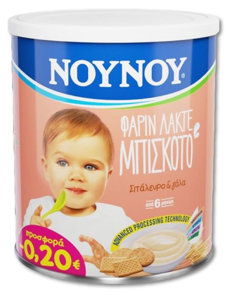 ΝΟΥΝΟΥ ΚΡΕΜΑ ΦΑΡΙΝ ΛΑΚΤΕ ΜΠΙΣΚΟΤΟ (-0.20€) (300g)*12ΤΕΜ/ΚΙΒ