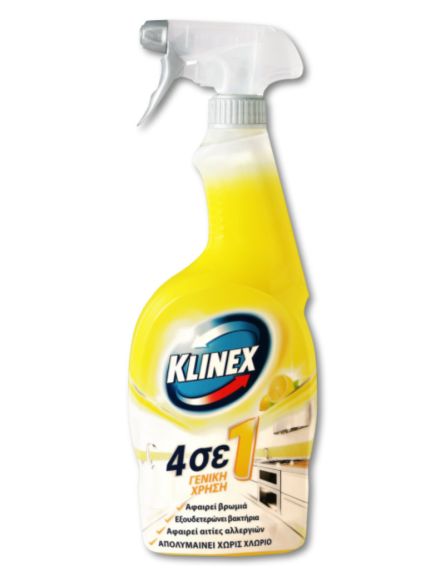 KLINEX SPRAY 4 ΣΕ 1 ΓΕΝ.ΧΡ. Χ/ΧΛ ΛΕΜΟΝΙ 750ml*12/ L 10KB / PAL 60KB