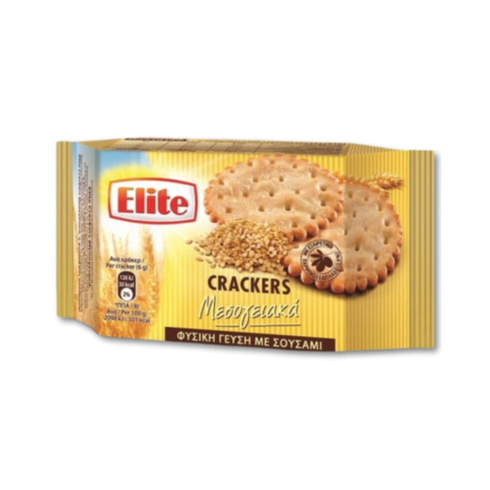 ELITE CRACKERS ΜΕΣΟΓEIAKA ΦΥΣΙΚΗ ΓΕΥΣΗ ΜΕ ΣΟΥΣΑΜΙ 105gr*16ΤΕΜ